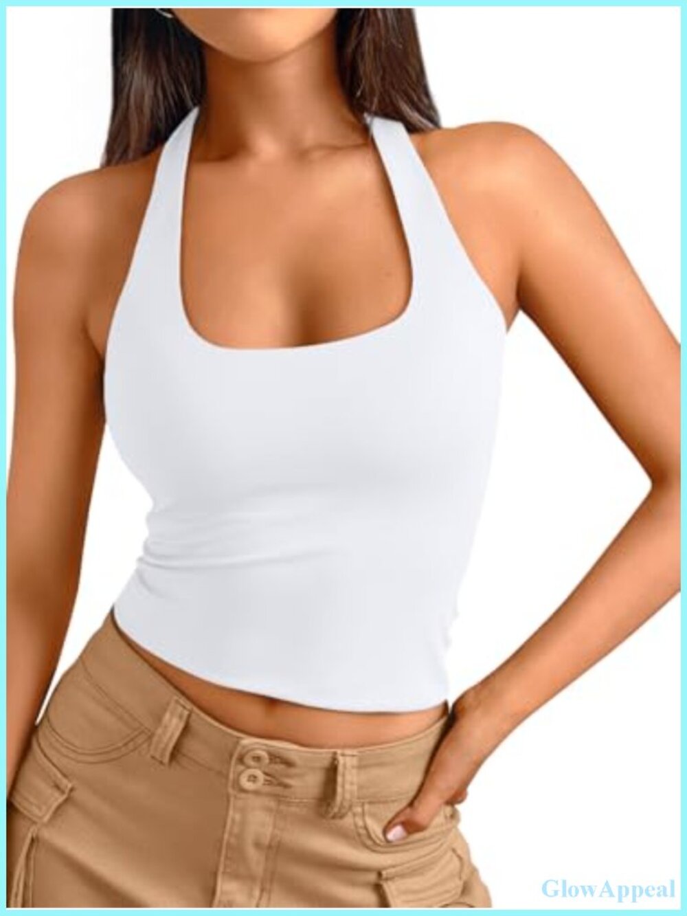 Women's Halter Crop Top Sleeveless Square Neck Backless Y2k Summer Top